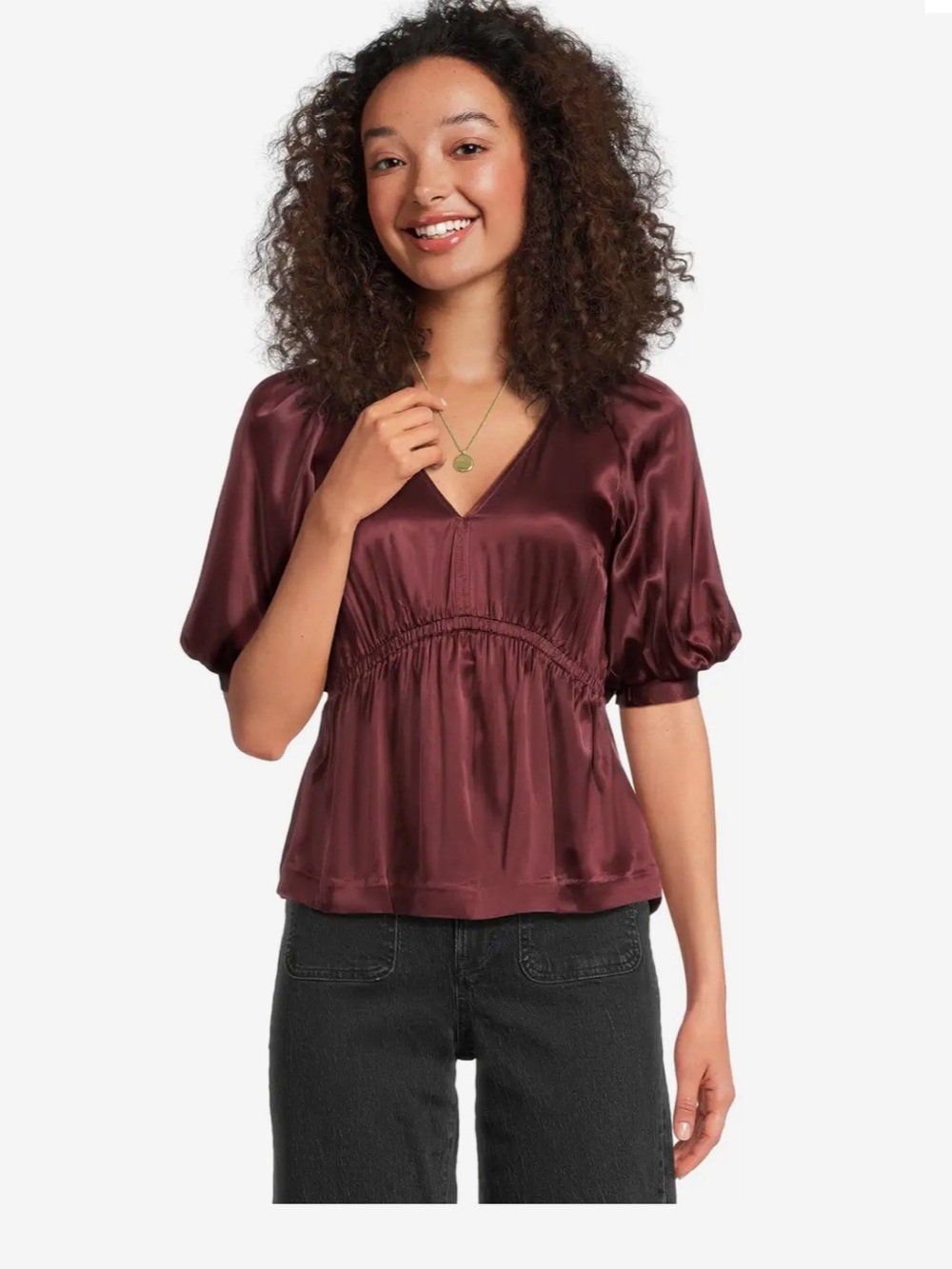 Madewell Kathleen Satin Top in Burgundy